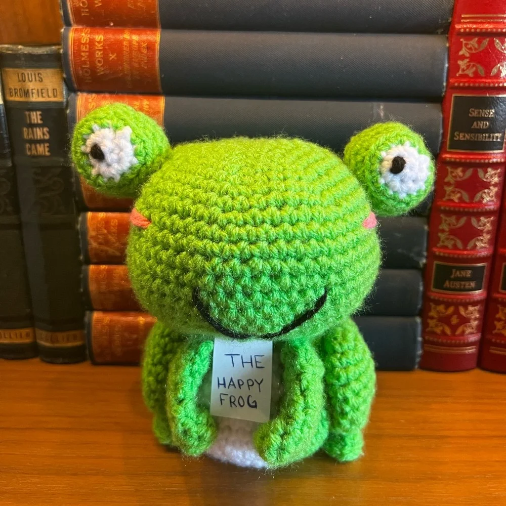 The Happy Frog Stuffed Animal Plushie Hand Crocheted! - Picture 11 of 11